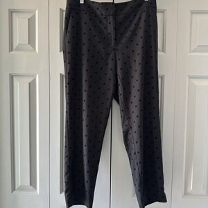 Women's Talbots Dress Pants Hampshire Ankle Black Velvet Polkadot 12